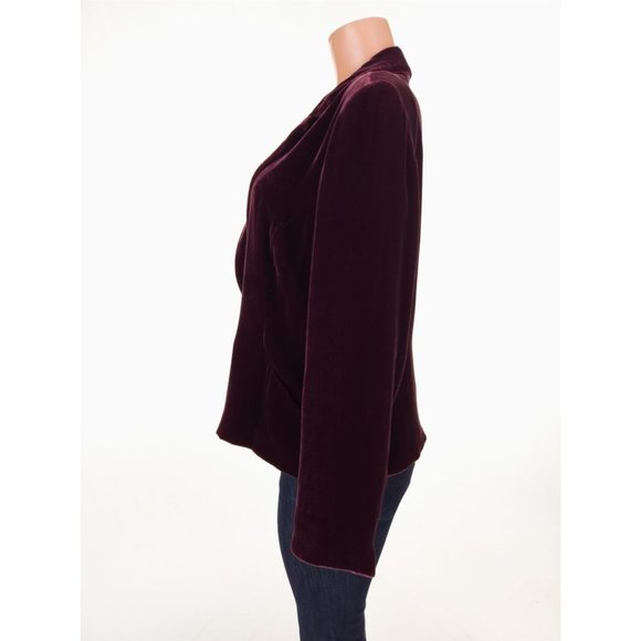 LAFAYETTE 148 M Classic Velvet Jacket in Maroon Silk Blend Holiday - Picture 5 of 8